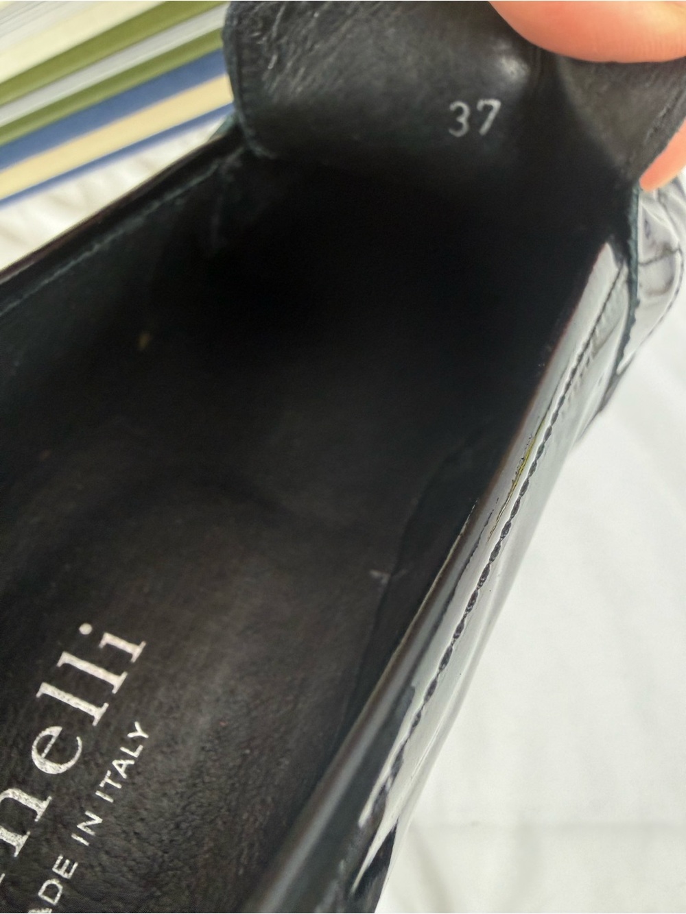 Minelli Black Patent Leather Tassel Loafers Made in Italy sz 37 US 6.5-7 - Picture 9 of 10